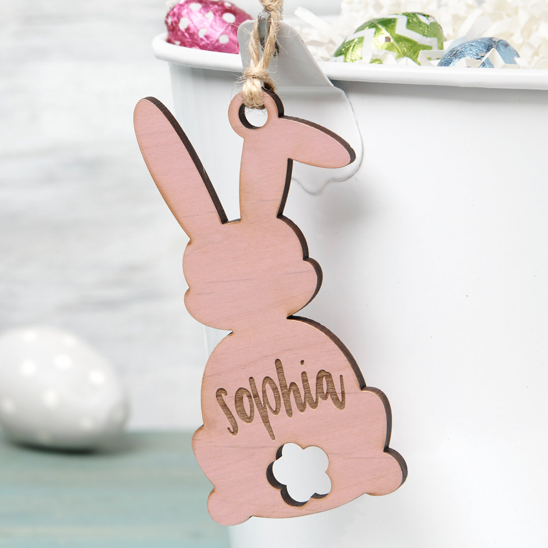 Easter Bunny Name Personalized Wooden Stain Tag Personalization Mall 