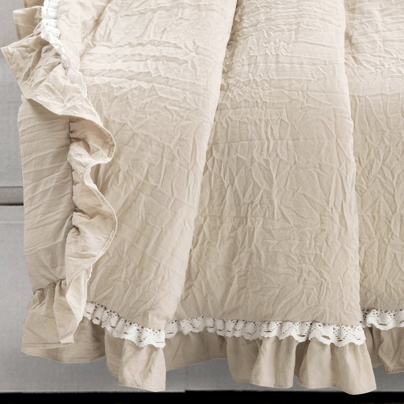 Jeté en dentelle Ella Shabby Elegance Ruffle, Neutre