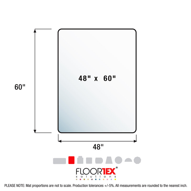 Floortex Ultimat Polycarbonate Rectangular Chair Mat for Carpets up to 1/2", 60" W x 48" D