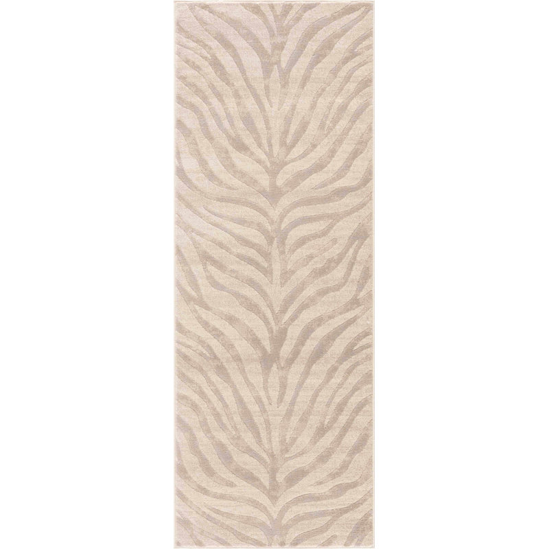 Tapis oriental gris clair / beige Edsel, Tapis de couloir 2 pi 7 po x 7 pi 3 po
