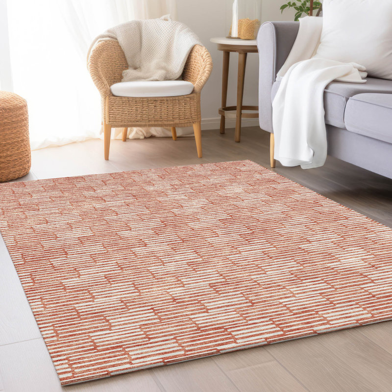 Tapis saumon Prisco lavable à la machine de qualité supérieure, Rectangle 10 pi x 14 pi