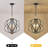 Modern Industrial Sphere Chandelier With Adjustable Height, 4-Light Black & Gold Pendant Fixture For Dining Room, Kitchen, Entryway