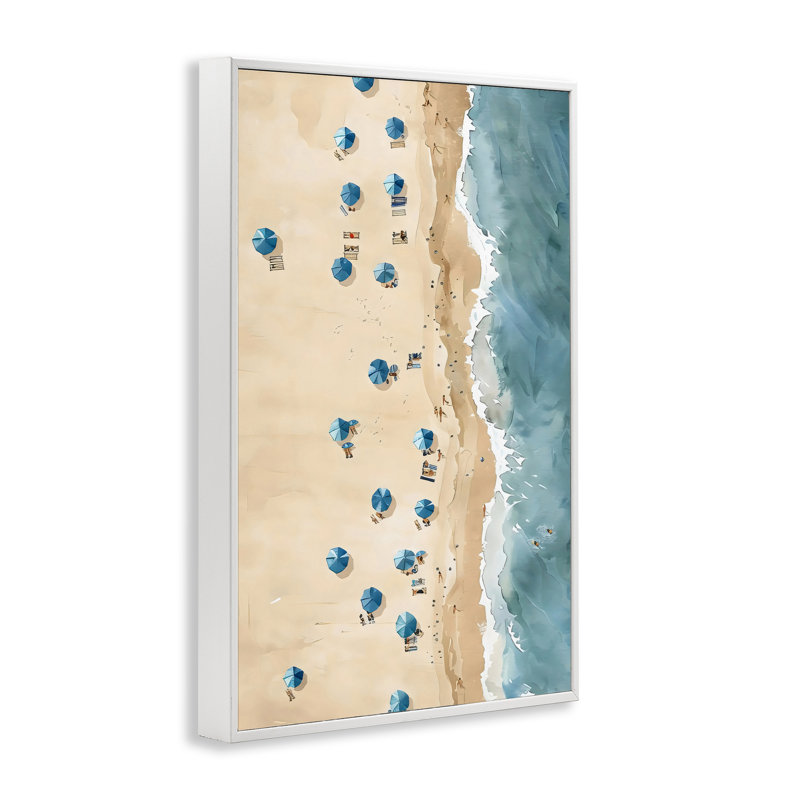 Drap de plage encadré, design par LSR Design Studio, H 24 po x l 16 po, Estampe numérique encadrée blanc bord de mer