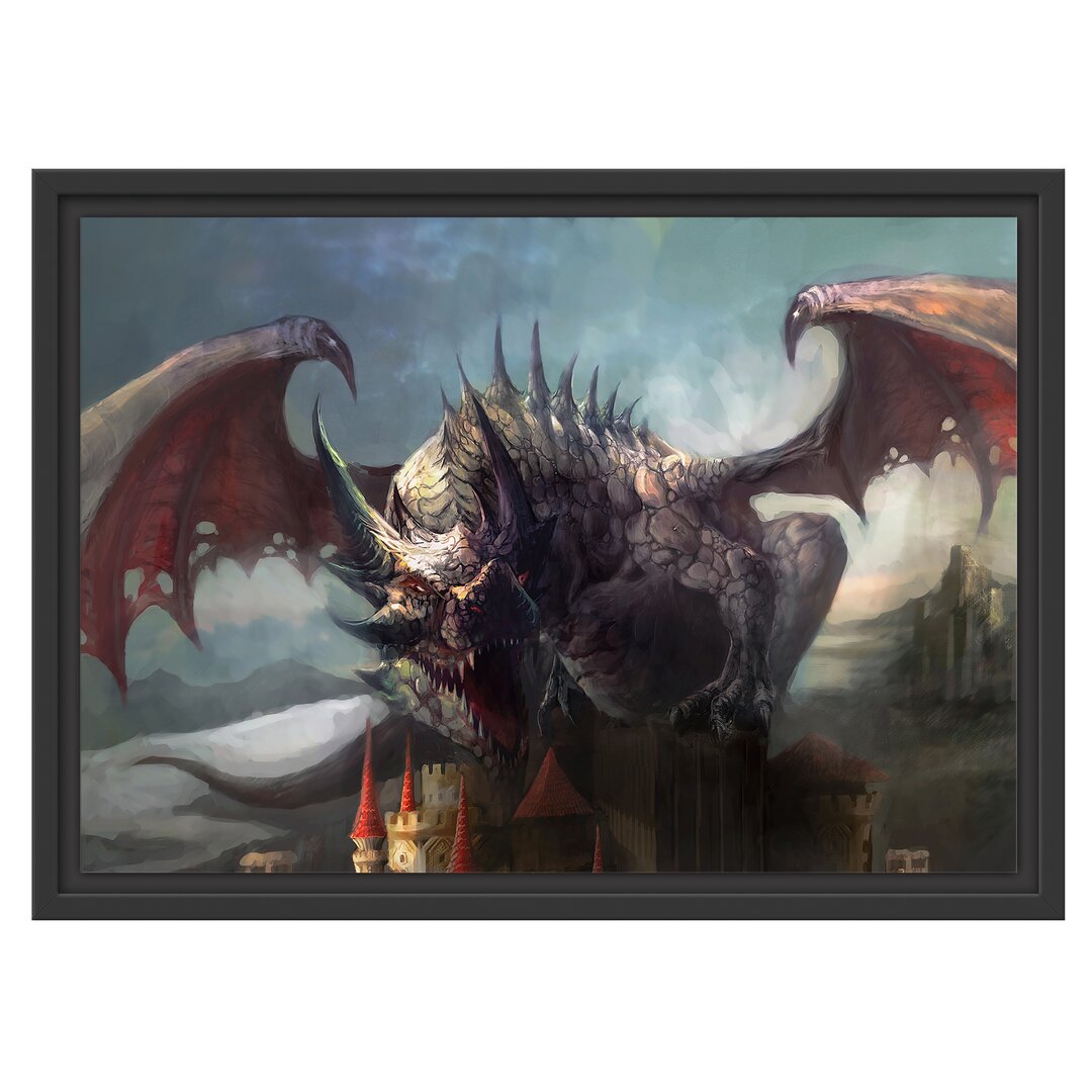 Der Drache auf der Festung Floater Frame Graphic Art Print auf Papier