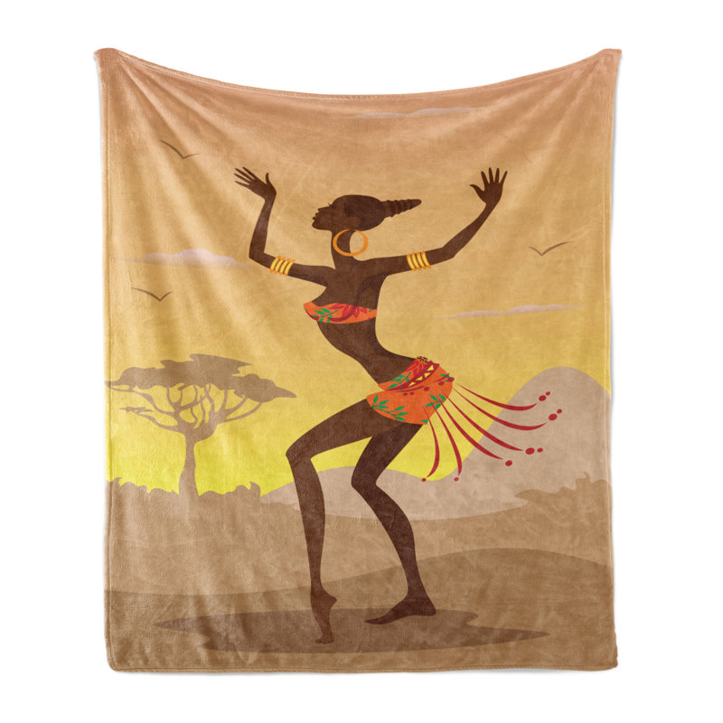 Ambesonne Afro Fleece Throw Blanket Amazon Lady, 70" W x 90" L