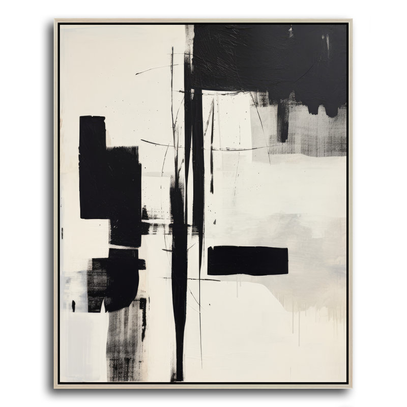 Abstract Print, Floater Framed, Beige