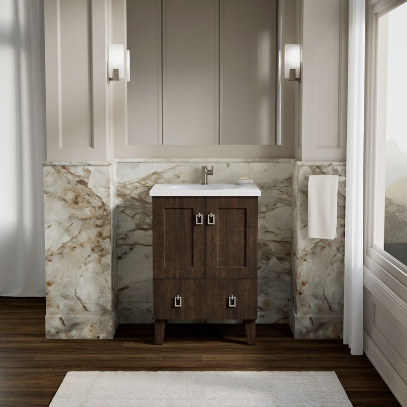 Poplin® Tones 24" Single Bathroom Vanity Base Only, Claret Suede