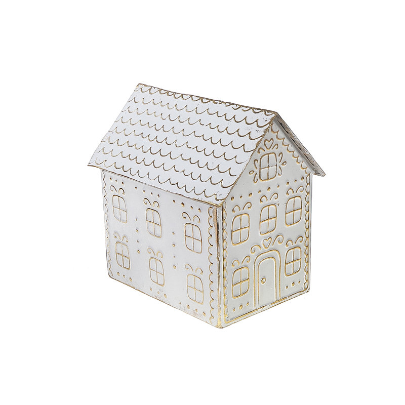 Maison de pain d'épices dorée et blanche