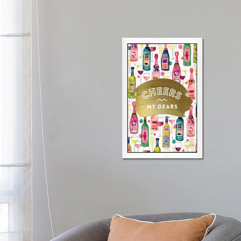Cheers My Dears by Cat Coquillette - Painting, 101.6 cm H x 66.04 cm W, White Floater Framed