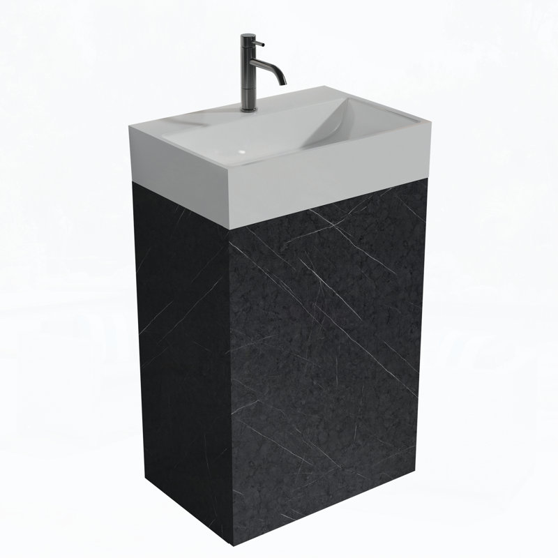 Meuble-lavabo de 20 po avec lavabo, Marbre blanc