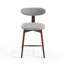 Tabouret de bar pivotant rembourré en mélange de coton avec dossier incurvé-1197744907