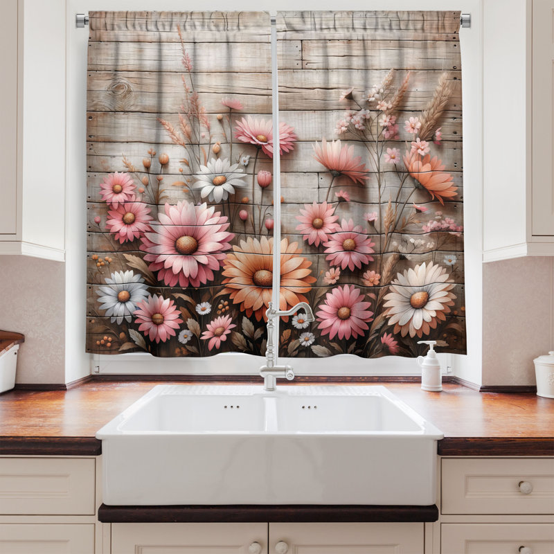 Rustic Kitchen Curtain, 55" W x 24" L