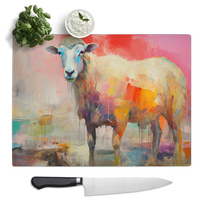 Sheep Gestural  Glass Chopping Board