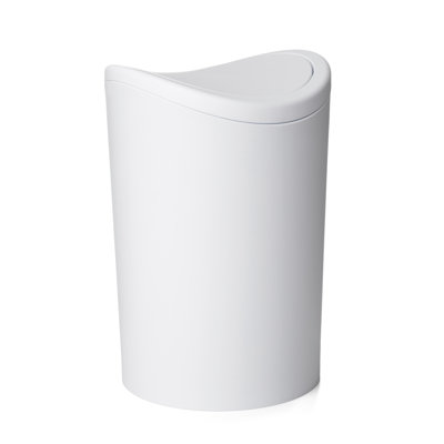 Superio Small Swing Top Bathroom Trash Can, 6 L, Gray