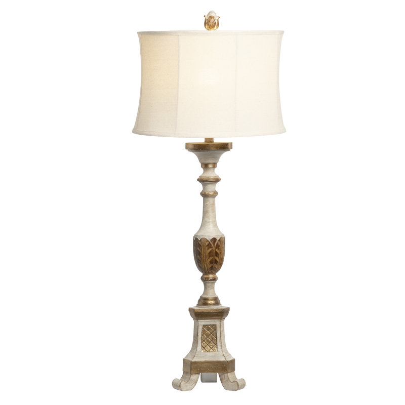 Lampe de table en résine avec abat-jour en lin