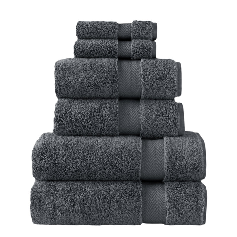 Ensemble de serviettes 6 pièces 100% coton de la collection Klassic par SaaSoh, Charbon foncé