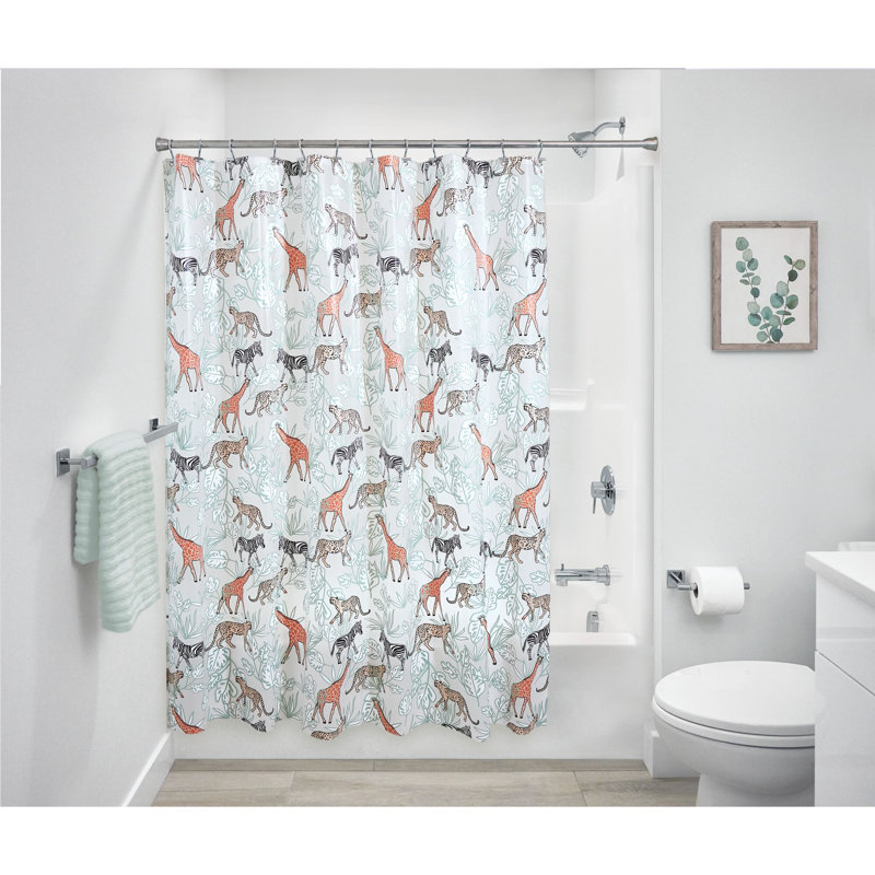 Rideau de douche imperméable en PEVA avec 12 œillets en métal iDesign Safari - 72 po x 72 po - Vert