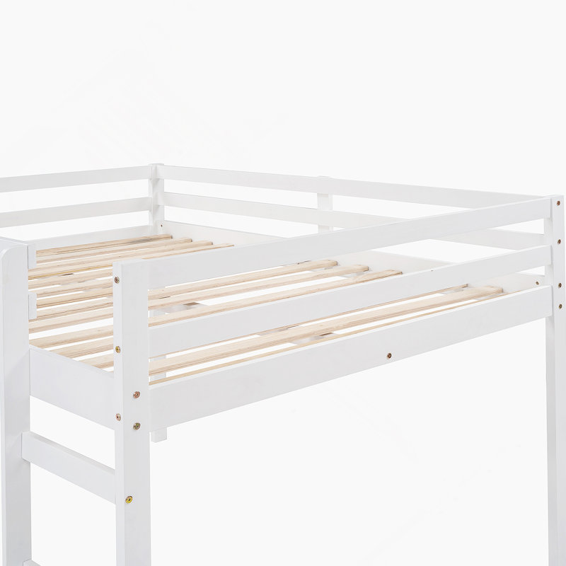 Lit mezzanine avec design multifonctionnel coulissant, Double, Blanc