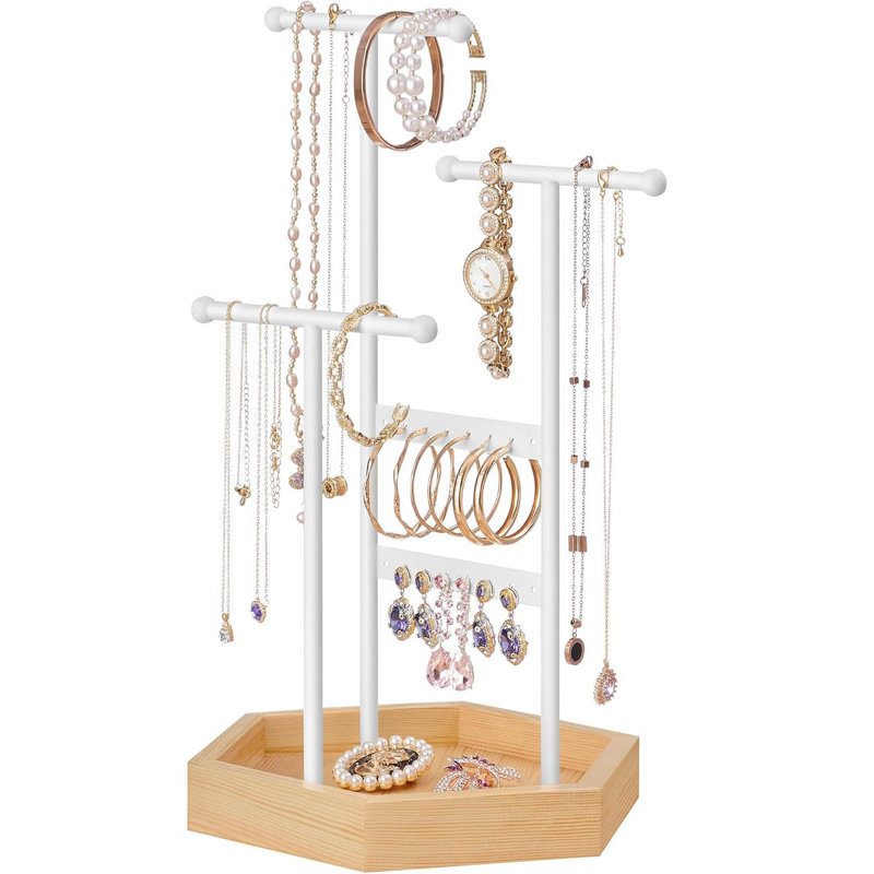 Jewellery Stand +, White/Natural Beige