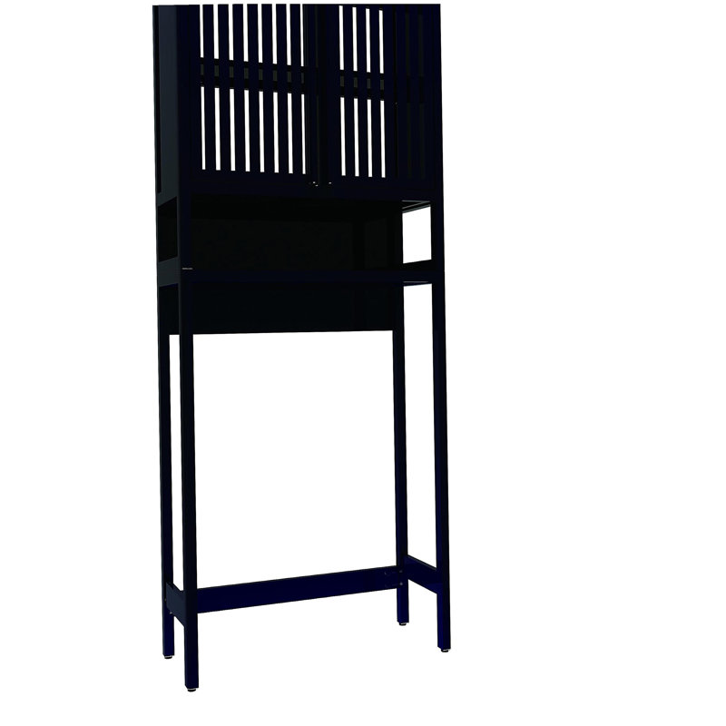 Étagère de rangement de toilette noire peu encombrante, tablette de rangement au-dessus de la toilette pour la salle de bain, armoire de rangement autoportante en métal pour la salle de lavage, étagères de rangement indépendantes pour la salle de bain