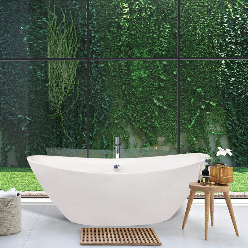 Allegra 71'' White Acrylic Freestanding Soaking Bathtub