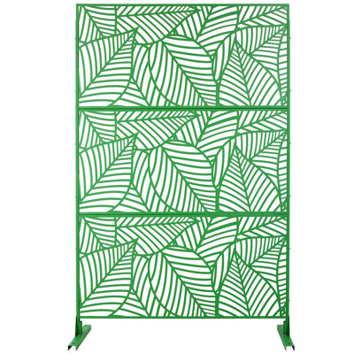Écran d'intimité extérieur et intérieur en métal H 76 po x l 48 po, écran d'intimité décoratif autoportant pour terrasse de balcon, panneaux de clôture d'intimité pour jardin extérieur PS111 COULEUR VERTE, LUMIÈRE