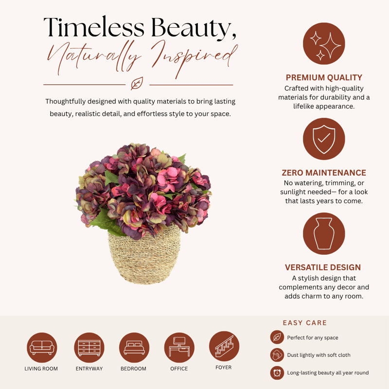Fall Hydrangea Floral Arrangement, Burgundy/Red