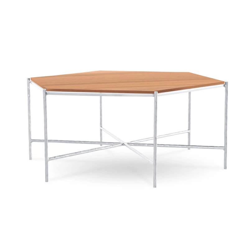 Table basse Athena, Argent brossé, Couche transparente, Érable