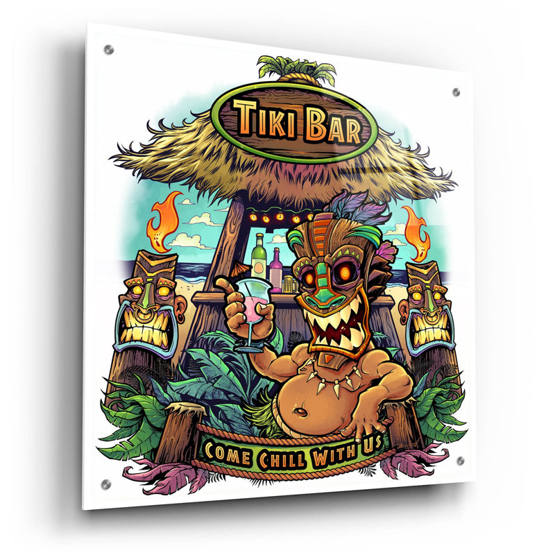 Tiki Bar sur plastique / acrylique par Flyland Designs Print, H 24 po x l 24 po x P 0,2 po