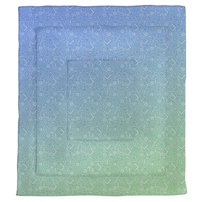 Édredon simple réversible Katelyn Elizabeth, Édredon simple TG, Bleu / dégradé vert