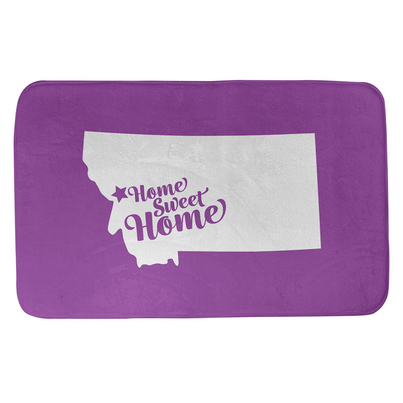 Rectangle Foam Microfiber Non-Slip Does Not Apply Bath Rug, 17" W x 21" L, Red, Home Sweet Montana