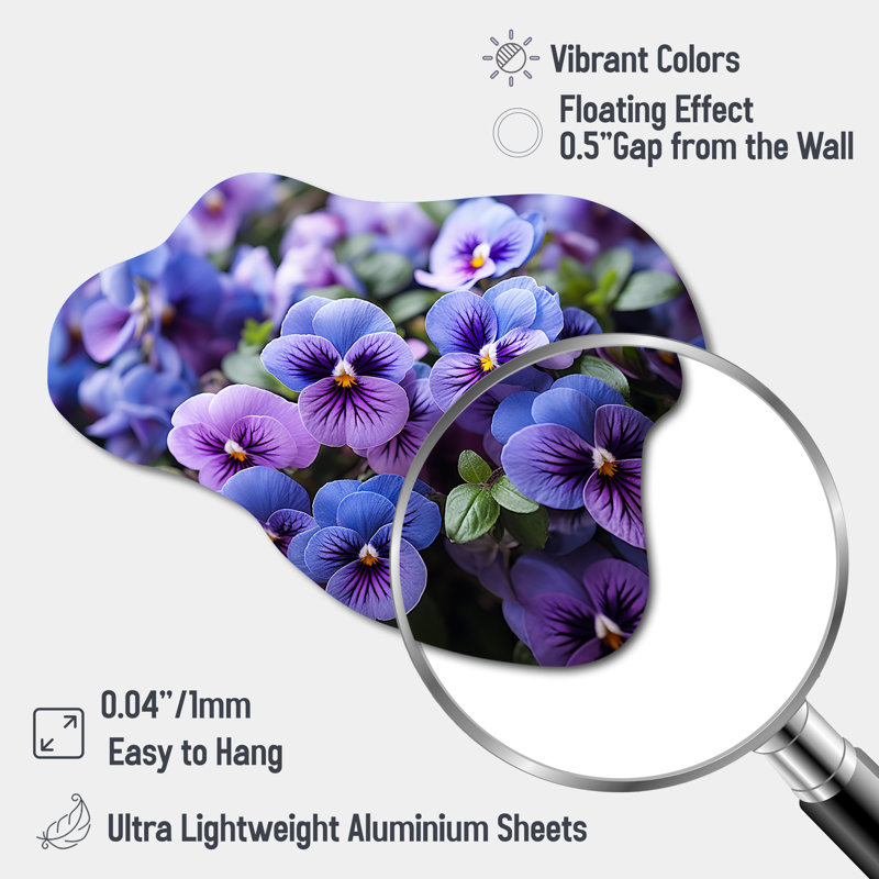 Soud - Cloud Pansies Wall Decor, sculpture murale asymétrique en métal, H 22 po x l 30 po