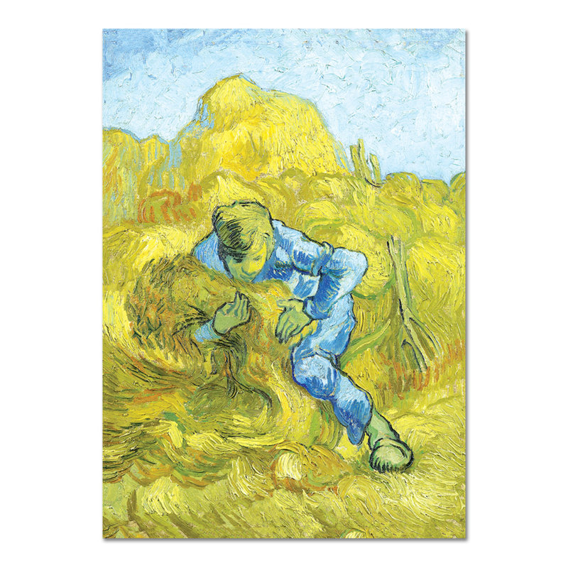 Man Tying Sheaves by Vincent Van Gogh - Unframed Painting, 95cm H x 65cm W