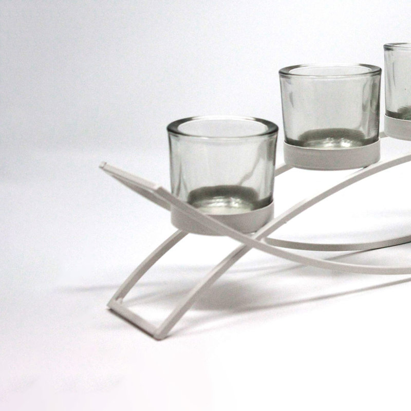 Modern 5-cup Candle Holder For Home Decor, White