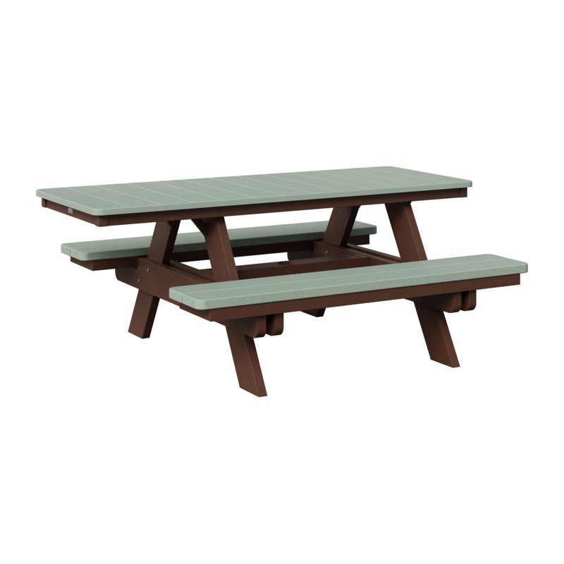 Berlin Gardens Ada Rectangular Picnic Table, Seafoam Top/Chocolate Brown Base