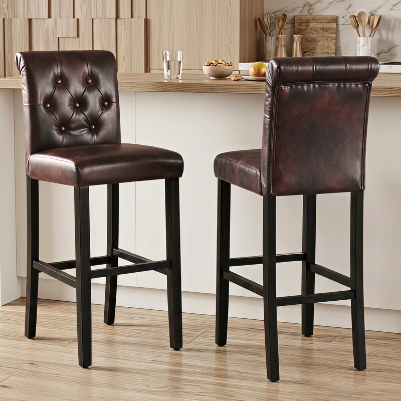 Alayna 28.5" Bar Stool, Brown PU