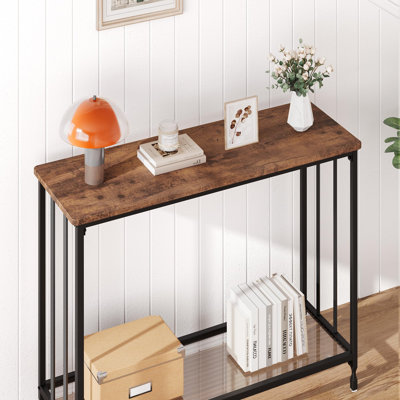 Table d'entrée à 2 niveaux pour canapé de ferme, petite console étroite, tablette de canapé derrière l'entrée, couloir, salon