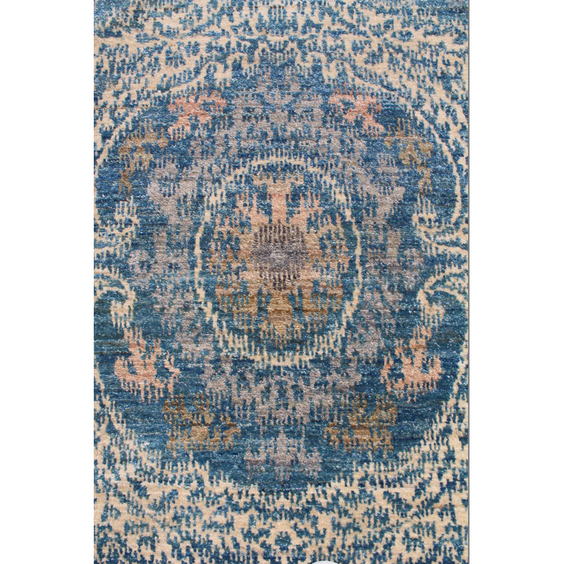 Tapis bleu unique de 9 pi 2 po x 12 pi 3 po