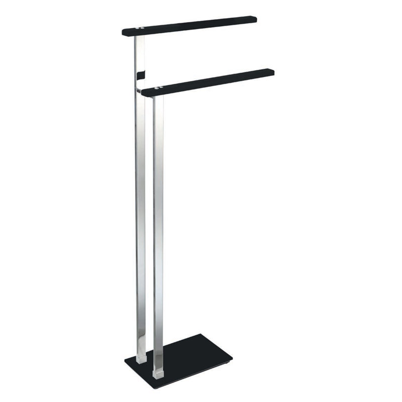 Support à serviettes sur pied, Chrome / bois noir