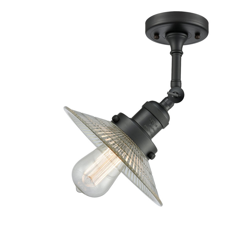 Plafonnier semi-encastré 1 lumière 8,5 po Miramontes, Ampoule non incluse, Noir mat, Halophane transparent