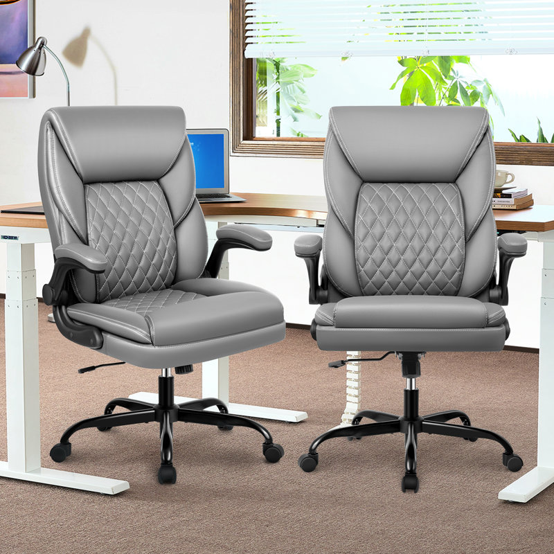 Fauteuil de bureau ergonomique en similicuir, Gris