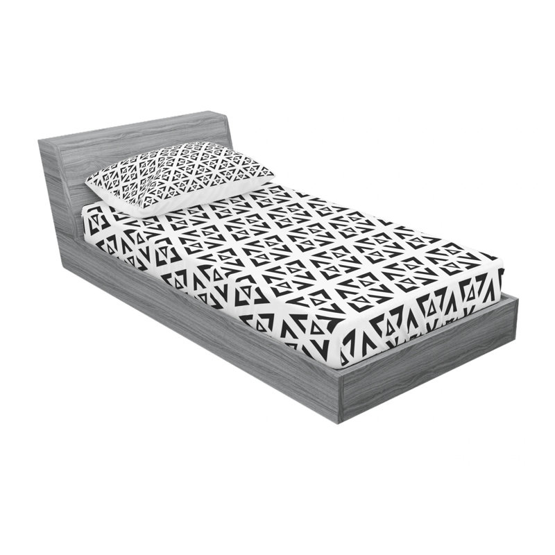 Microfiber Geometric Sheet Set, Twin XL Sheet Set with Fitted Sheet
