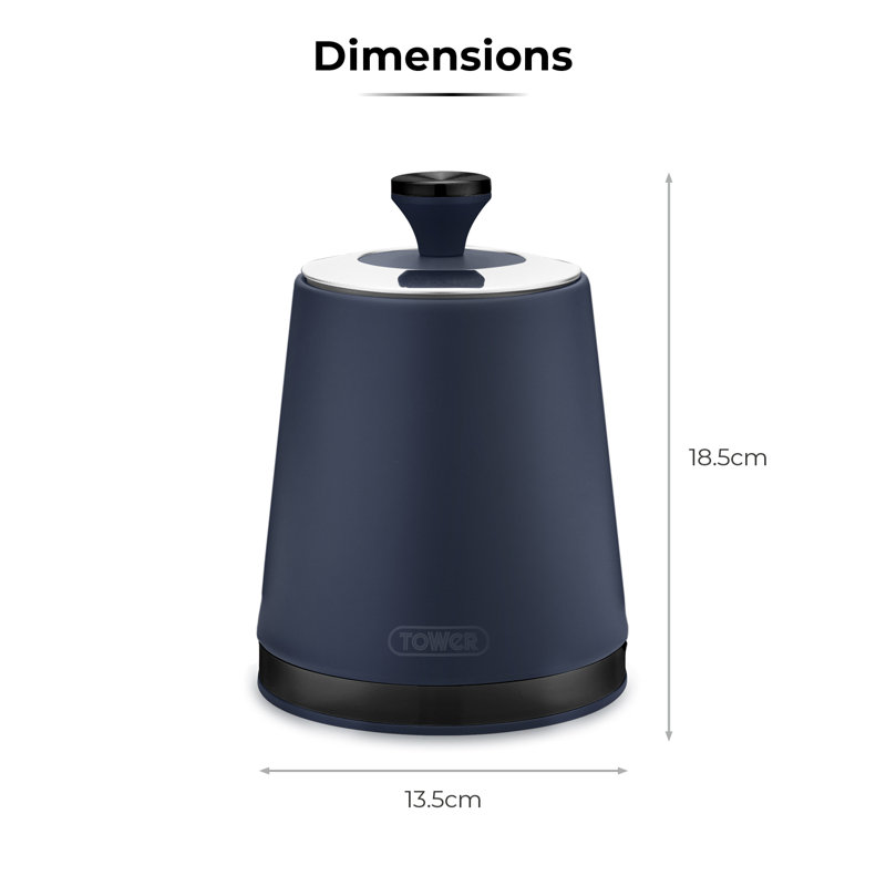 Tower Sera Canisters with Removable Lid, Carbon Steel Body with Smoked Black Trim, Midnight Blue