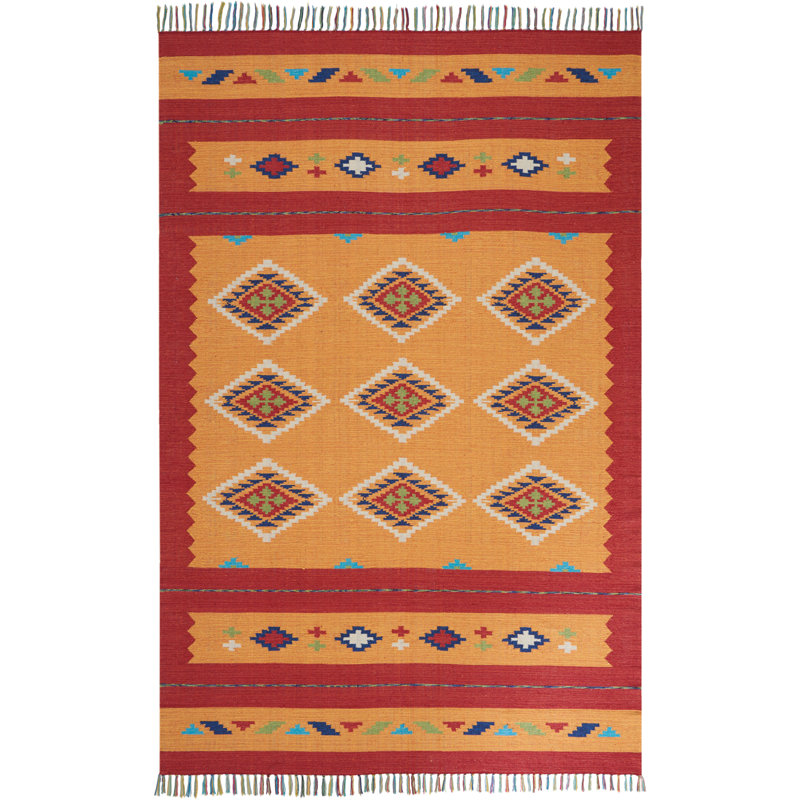 Tapis jaune bohémien Farrah, Rectangle 8 pi x 10 pi