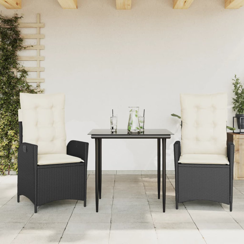  Garden Dining Set Grey, Dark Brown/Beige, 2-seater (without footrest), 29.1" H x 31.5" L x 31.5" W