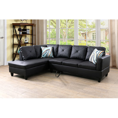 Suisun 97" Wide Faux Leather Sofa & Chaise