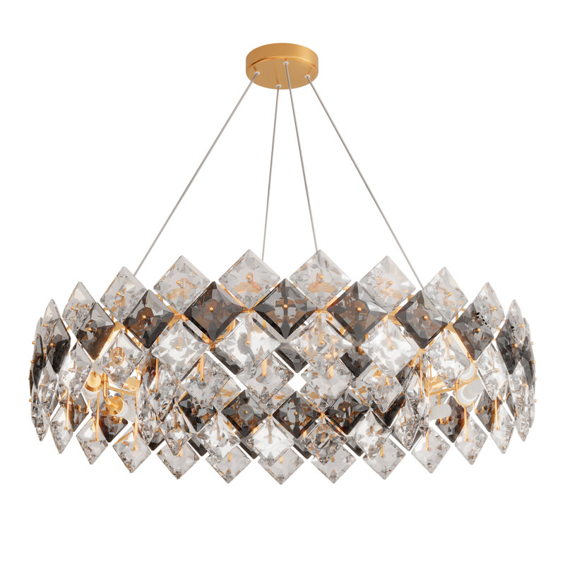 Lustre cylindrique en cristal Jannetje, 12 lumières, 13.78" H x 31.49" W x 31.49" D