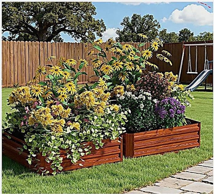 Boîte à fleurs en métal, lit de jardin surélevé galvanisé 2 pièces, pour plante