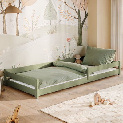 Wooden Single Bed Alis 90x190cm - Practical Floor-Hugging Design with Natural Appeal