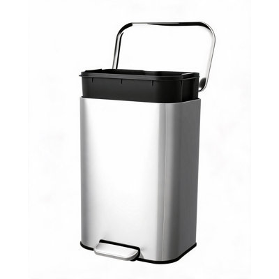 Poubelle à pédale en acier inoxydable, 13 gallons / 50 L, couvercle à fermeture douce, seau intérieur amovible, résistant aux empreintes digitales, pour la cuisine, le bureau et la salle de bain, argent